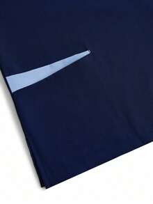 Conjunto de uniforme de pijama de unicolor con parches, cuello en V y manga corta - Azul marino - Ver 10