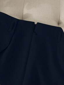 Pantalones con falda asimétrica de moda casual para ir al trabajo, pantalones cortos multifuncionales para mujer sin cinturón, pantalones con falda asimétrica a juego sin cinturón, falda asimétrica, falda con dobladillo asimétrico, falda pantalón - Azul marino 2 - Ver 5