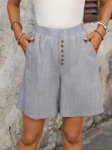 Shorts casuales y de uso diario para mujer - Blanco y Negro - Ver 5