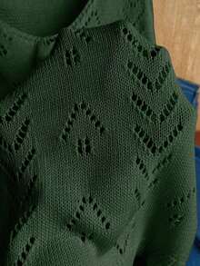 Ropa de punto casual de mujer de cuello en V sin mangas - Verde militar - Ver 7