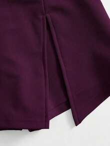 Falda corta con cintura elástica y abertura frontal - Morado Violeta - Ver 4