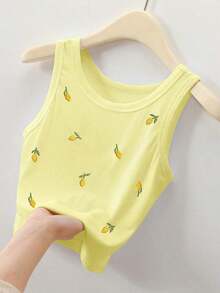 Camiseta de tirantes con cuello redondo, estampado de flores de cerezo y recorte de concha para mujer - Multicolor 2 - Ver 3