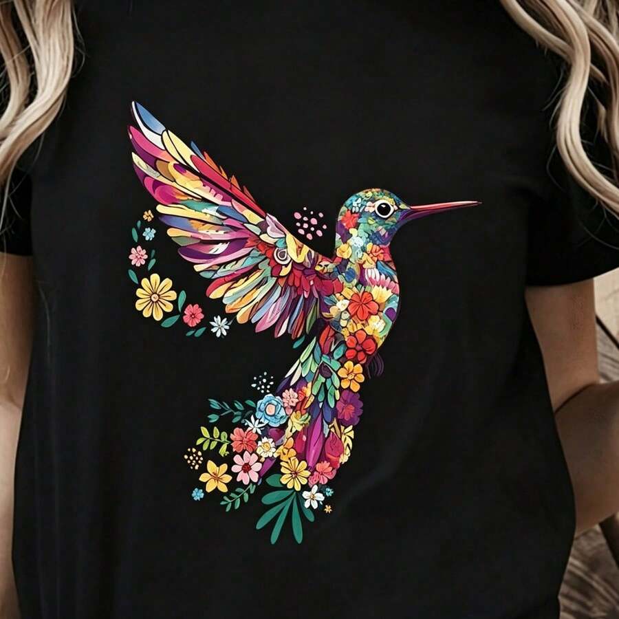 Camiseta para Mujer con Estampado de Diente y Pasta Dental, Manga Corta - Negro - Ver 1