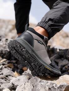 Men's Steel Toe Safety Shoes, Classic Series, Anti-Smash, Anti-Puncture, Suitable For All Seasons, Non-Slip, Comfortable, Fashionable Rubber Sole, Black Work Functional Shoes - Grey - View 2