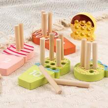 Montessori Sensory Early Education Math Learning Sticks, Color Recognition Matching Board Wooden Peg Game Educational Toys For Kids - Multicolor - View 10