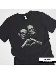 Men's Short-Sleeved T-Shirt, Black Cotton, With Retro Portrait Print, Round Neck, Casual Regular Edition, Comfortable T-Shirt For All Seasons, Perfect For Holiday Gifts, Independence Day, Christmas, Halloween, Virgin's Day, Day Of The Dead. Open In A New Tab. - 黑色 - 查看 5