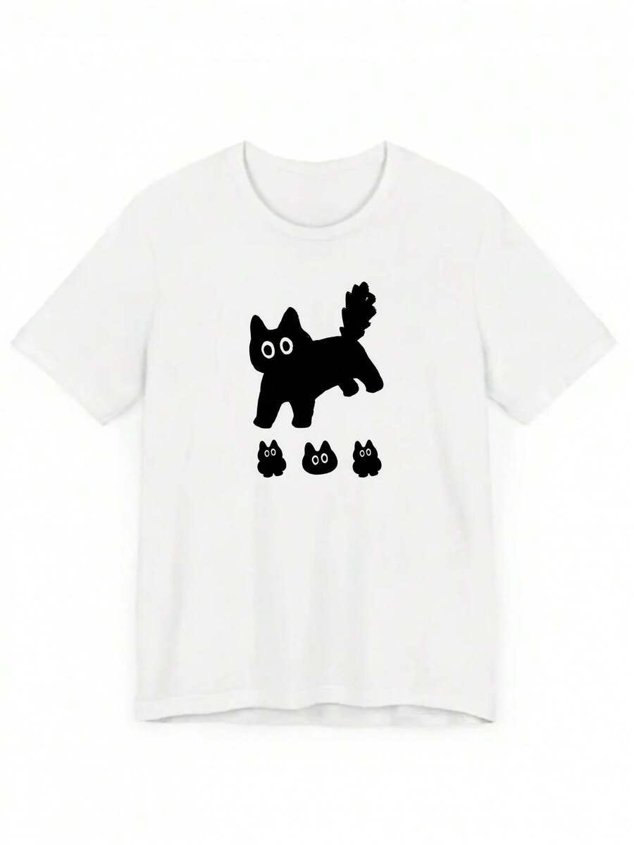 Camiseta suave 100% algodón, nueva colección Primavera/Verano 2026, funda para teléfono Kiao Cat Glass Bumper, top de manga corta con estampado lindo para mujer, camiseta de algodón transpirable, combina con todo, genial. - Blanco - Ver 1