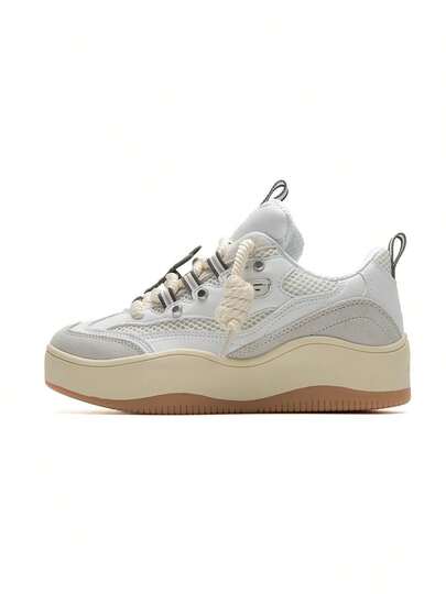 Skechers D'LlTES XL系列女士休闲运动鞋，2026夏季新款复古撞色厚底休闲鞋，185320-WBGY