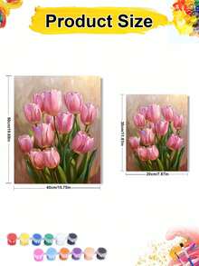 40x50cm/16x20in Pink Tulip Bouquet DIY Digital Oil Painting Handmade Craft Home Decor Holiday Gift - Sets - View 2