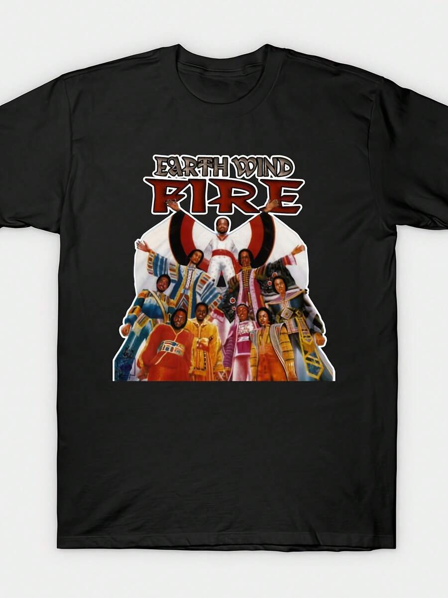 Una camiseta de color sólido con el tema "Viento y Fuego" de "Earth Defense War", diseñada para ropa casual de calle, hip-hop, deportes, salidas a la playa, pesca y golf.Independientemente del género, es una excelente opción para un regalo.Camisa de mujer, precio más alto, camisa de mujer - Negro - Ver 1