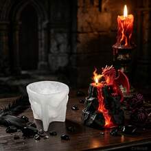 Volcano Dragon Silicone Mold, 3D Fire Dragon Lava Mountain Mold For Candle Making, Resin Casting & Plaster Crafts, Summer Holiday Gothic Decor, Non-Stick Reusable DIY Craft Mold For Halloween & Fantasy Home Decor - White HZ-wJ0077 - View 3