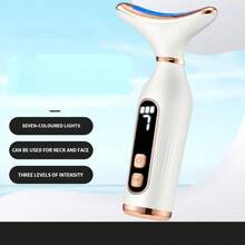 Masseur de cou et de visage portable rechargeable, 7 modes d'éclairage, 3 réglages de vitesse, masseur compact pour la maison et les voyages pour les femmes, cadeau parfait - Multicolore - Voir 8