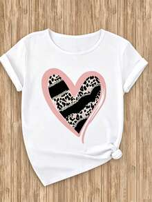 Casual Cotton Single Garment, Not A 3-Piece Set, 1 Piece/Set Of Short-Sleeved T-Shirts Suitable For Streetwear. Oversized Crew Neck Top For Daily Outings, Camping, Concerts, Hip-Hop, Rock, And Rap Events. Women's Sporty T-Shirt. Suitable For Spring, Summer, Autumn, And Winter.  And . Three-Piece Set Of Short-Sleeved T-Shirts With Love Pattern Print 3539. Men's T-Shirt Tops. - 白色 - 查看 2