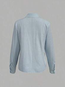 Camisa de mujer casual de manga larga a rayas con un solo abotonado - Multicolor 3 - Ver 2