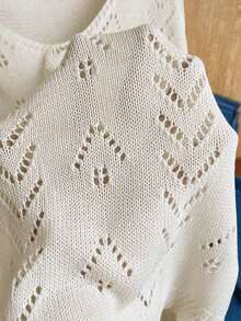 Ropa de punto casual de mujer de cuello en V sin mangas - Blanco - Ver 7