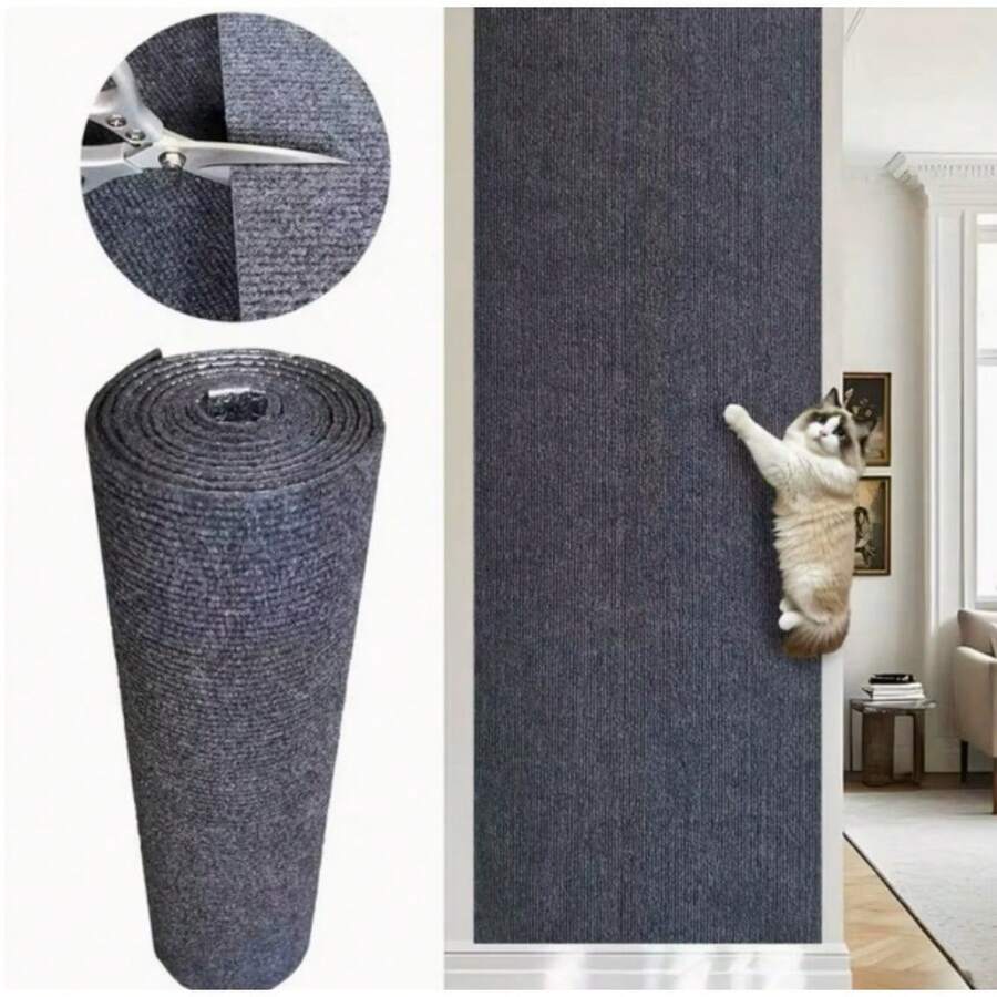 Self-Adhesive Cat Scratching Mat, 1 Roll Couch Protector From Cat Claws For DIY Sofa, Wall, Doors, Cut Anti Cat Scratch Pad Carpet Mat, Pet Supplies