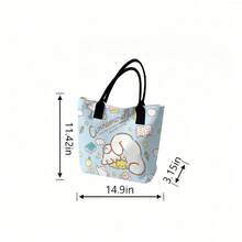 Miniso Sanrio Cinnamoroll 梦幻印花帆布手提袋，浅蓝色单肩包，日常使用 - 白色 - 查看 6