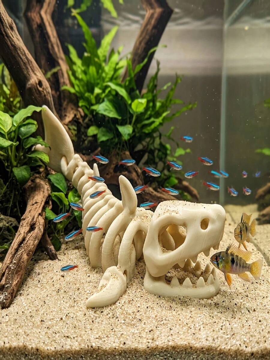 17厘米鲨鱼骨架水下装饰 - 水族箱装饰、主题摆件、创意景观