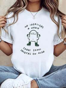 Comfortable Women's Cotton T-Shirts With A Unique Print That Stands Out From The Crowd. Made From Comfortable And Breathable Cotton Fabric, It's The Perfect Choice For Everyday Wear At Home, Casual Vacations, And Parties. Flash ! Blouses: Stylish And Versatile Loose-Fitting Short-Sleeved T-Shirt For Women - 白色的 - 查看 8