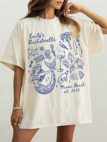 1 camiseta personalizada de sirena para despedida de soltera, camisetas para fiesta en la playa, regalo personalizado para el Día de San Valentín/compromiso/boda/festividades/vida diaria camisetas bonitas para mujer camisetas bonitas para mujer - Estilo - Ver 9
