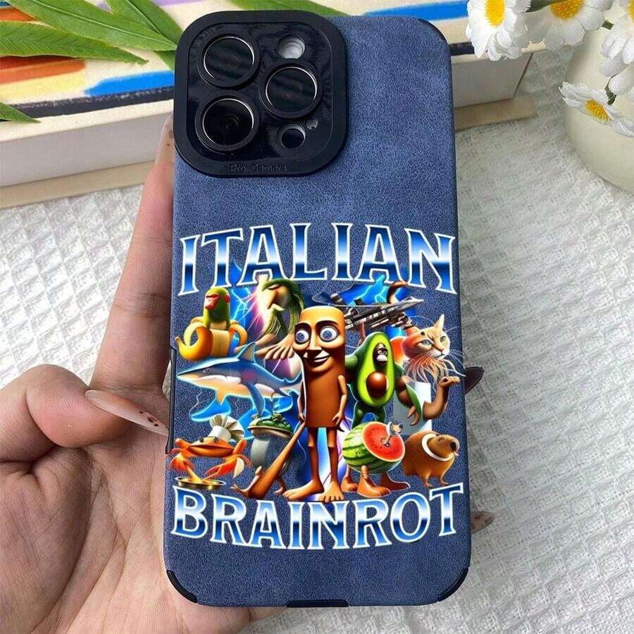 Cartoon Italian Animal Design Phone Case. Full Coverage, Snug-Fitting Suede Material, Lens Protection, And Invisible Drop Protection. Drop-Proof TPU Case Compatible With IPhone 16, 15, 14, 13, 12, 11 Pro, Pro Max Plus, And 16e. Perfect Gift For Friends, Loved Ones, Or Yourself. - 藍色的 - 查看 1