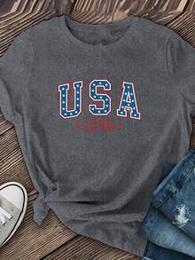 Camiseta casual de manga corta y cuello redondo de diseño sencillo, con tela cómoda, perfecta para primavera y verano. Elegante y práctica. - Negro - Ver 8