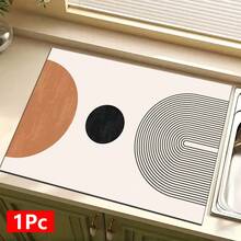 1pc Modern Art Abstract Pattern Printed Dish Drying Mat, Absorbent Pad For Espresso Machine, Sink Drain Mat, Soft Faucet Pad, Bathroom Cup Mat, Kitchen & Bathroom Accessories - Multicolor - View 15
