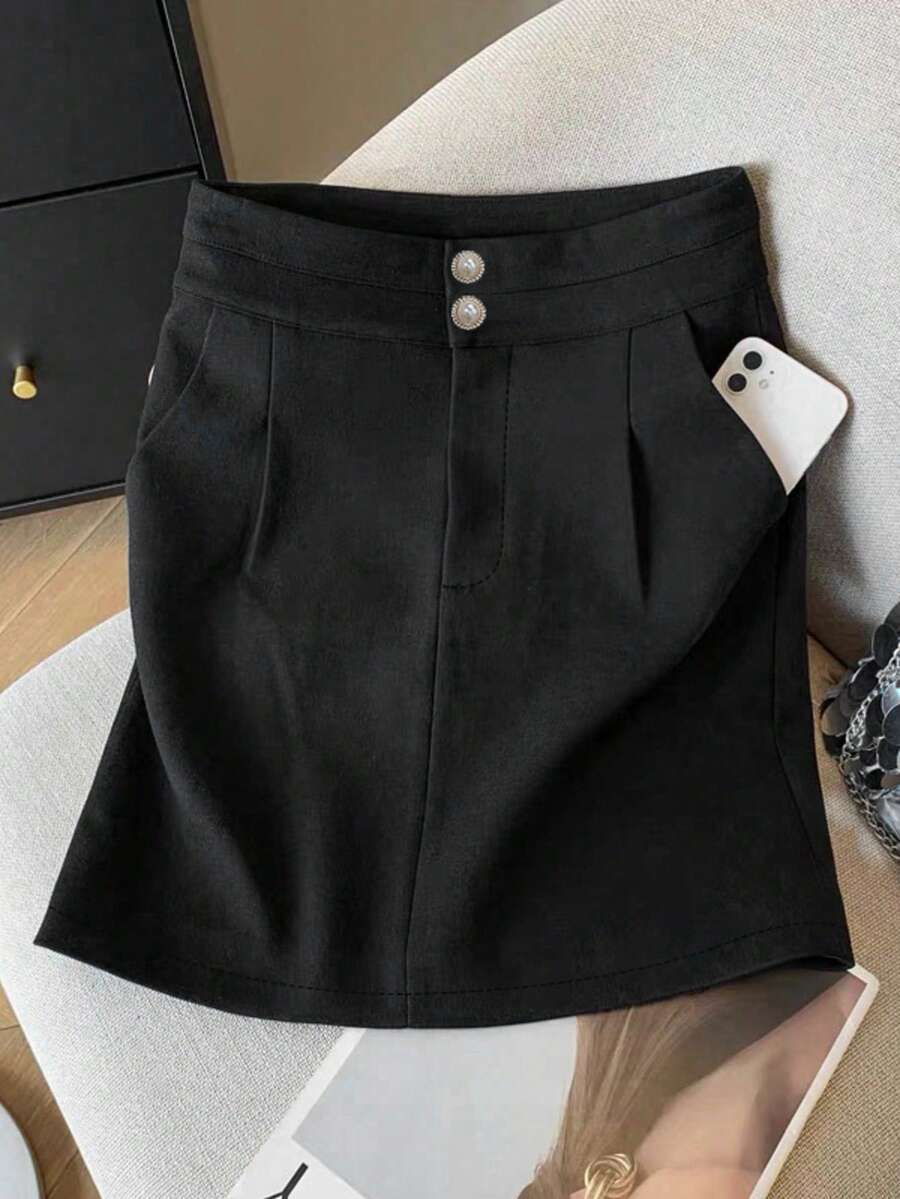 2026 Summer New A-Line Mini Skirt For Women, Versatile Office Commute Wear Black - Black - View 1