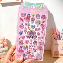 Beautiful 3D Gem Embossed Stickers, Crystal Magic Wands, Hearts, Bows, Flying Birds, Magical Girl Stickers, Lovely Animal 3D Jelly Stickers, Transparent Decorative Decals For Phone Cases. - Multicolor - View 9