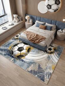 1件足球图案地毯，涂鸦风格客厅地毯，柔软短绒现代地垫，适用于卧室、餐厅、办公室、家居装饰和门垫，可用于音乐节、婚礼场地和日常家居使用等各种场合。 - 霧霾藍 - 查看 6