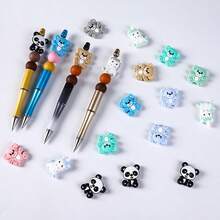 6 pièces Perles en silicone mignonnes en forme de panda - Perles focales en silicone, perles pour la fabrication de bijoux, design de mode, parfait pour les bracelets DIY, les cordons, les accessoires de bracelets de stylo perlés, les décorations de fête de vacances et autres artisanat fait main - Cadeau idéal - Multicolore - Voir 4