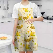 1pc, Home Decor, Bee Pattern Printed Apron, Sleeveless, Neck Strap Design, Suitable For Cooking, Baking And Entertainment, Perfect For Home Dining, Parties, Outdoor BBQ Parties, Baking Apron|Bright Apron|Polyester Apron|Printed Apron - Multicolor - View 7