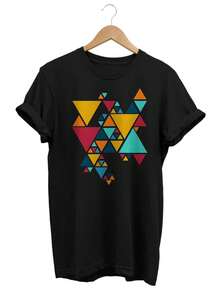 Camiseta geométrica abstracta, camiseta gráfica minimalista artística, regalo artístico, ropa de los 90. Camiseta unisex de algodón puro de 220 g, peso ideal para todas las estaciones, apta tanto para hombres como para mujeres. Tejido duradero de alta calidad, suave al tacto y de larga duración. Prenda transpirable, ideal para el otoño y las vacaciones. - Negro - Ver 1