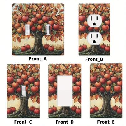 1pc Fresh Apple Tree Print Switch Panel Cover, American Style Wall Decor Outlet Protector, Multi-Scene Applicable, Home Decor Accessory