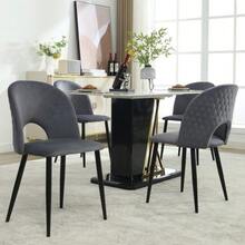 Dining Chair (Set Of 2), Designer Upholstered Chair With Backrest, Velvet Seat, Metal Frame, Adjustable Feet, Diamond Pattern On The Backrest, Grey - 灰色1 - 查看 2