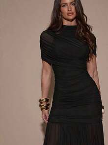 Women Midi Dresses - Black - View 6