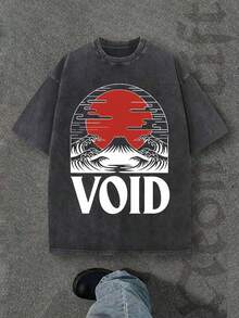Camiseta casual vintage cómoda y lavada para mujer, camiseta de manga corta con cuello redondo,% algodón lavado y versátil para hombre, adecuada para uso diario y atuendos de, estilo unisex. - Negro - Ver 6
