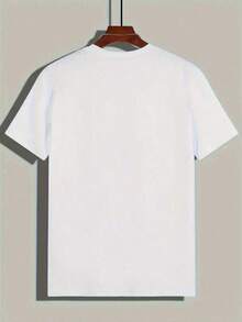 Camiseta de manga corta para hombre, cuello redondo, casual, 1 pieza, 100% algodón, 220g, estampada digitalmente por ambos lados con el logotipo de los Marines y un motivo de Estados Unidos. - Blanco - Ver 2
