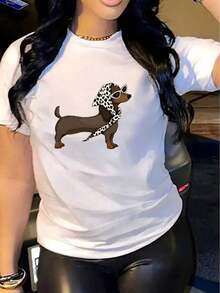 Women's Comfortable Round Neck T-Shirt, Casual, Cotton Blend, Short Sleeve, Soft And Breathable, Urban Style For Spring Summer, Pure Cotton T-Shirt For Women - 白色的 - 查看 4