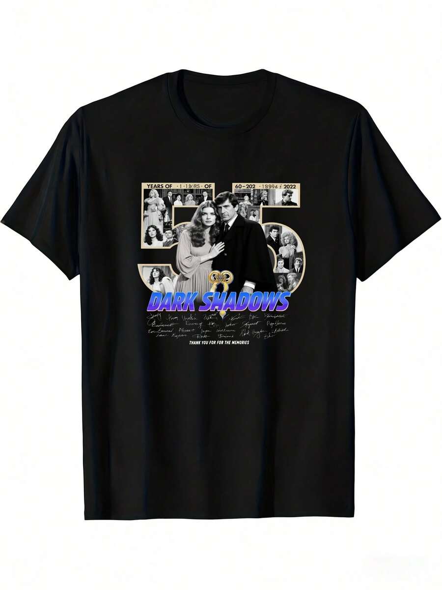 Camiseta unisex "Shadow" Edición 55º Aniversario para hombre y mujer, con 55 retratos en blanco y negro, suave y cómoda, una prenda básica de estilo casual urbano adecuada para todas las estaciones, versátil para todas las estaciones, asequible para el uso diario y un regalo perfecto para fans y amigos, camiseta de mujer, local. - Negro - Ver 1
