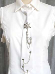 1pc Snowflake Chain Tie-Free Necktie, Casual Business Party Gift, Daily Preppy Street Style - Multicolor - View 22