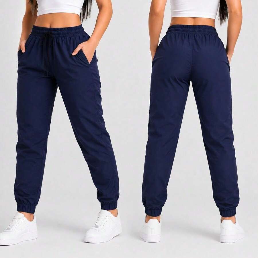 Women's Pants With Premium Tactel Cuffs And Adjustable Elastic, Casual/Sporty - 藏蓝色 - 查看 1