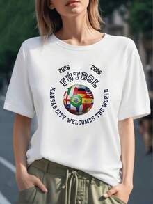 Balón formado por banderas de diferentes países simbolizando unión y pasión por el fútbol mundial camiseta para mujer 100% algodón cómoda y perfecta para celebrar el deporte global - Negro - Ver 6