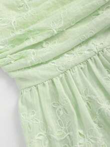 Top tubo con fruncido bordado para mujer, conjunto de estilo Y2K - Verde - Ver 4