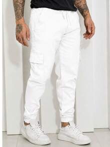 Men's Casual Military Tactical Pants - Multiple Pockets For Work And Sport - 白色 - 查看 4