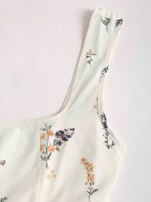 Vestido mini para mujer de alta gama, de estilo retroamericano, con estampado floral, espalda descubierta, corte slim, plisado, cuello asimétrico sin mangas y lunares - Blanco y Negro - Ver 10