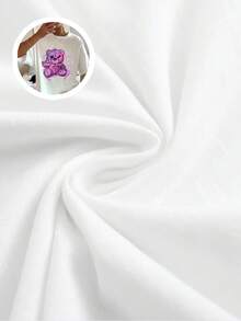 1 Women's Blouse, Beautiful Blouses For Women, Women's Clothing Sets, Ripped Bear 180G, Black And White Bear Grunge Print, High Quality Print, Round Neck, Basic Loose Fit, Breathable, Versatile, Machine Washable, Comfortable, Size S ~ 3XL, Ideal For Casual Daily Wear, Sports, Summer Essential. - 白色 - 查看 6