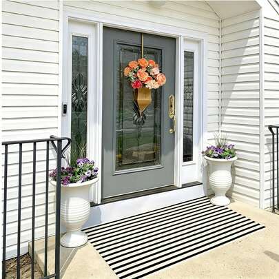 1pc Washable Anti-Slip Retro Zebra Striped Velvet Decorative Mat, Water-Absorbent And Easy To Clean, Animal Stripe Style, Bright And Elegant Colors, Suitable For Kitchen, Bathroom, Balcony, Laundry Room And Other Living Spaces, All Season