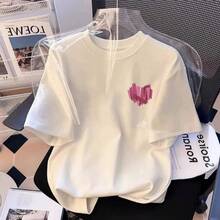 Camiseta con estampado de camisa casual para mujer, manga corta y cuello redondo, moda urbana local de primavera/verano camiseta unisex. JO2M - 1749 Blanco - Ver 2