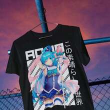 C-AmiS-eta de anime AQUA - KONOSUBA, estilo urB-ano, regalo de anime, manga, estilo j-aponés, uniS-ex, 100% aL-GodónCamiseta de cuello redondo 100 % algodón de 220 g para mujer. Adecuada para todas las personas, ya sean mujeres o hombres. Tejido duradero de alta calidad apto para todas las estaciones, suave al tacto pero diseñado para durar. Tops transpirables. Conjuntos de otoño para mujer. Conjuntos de vacaciones para mujer. Disfraz de Año Nuevo para mujer. Camiseta Y2k - Negro - Ver 9